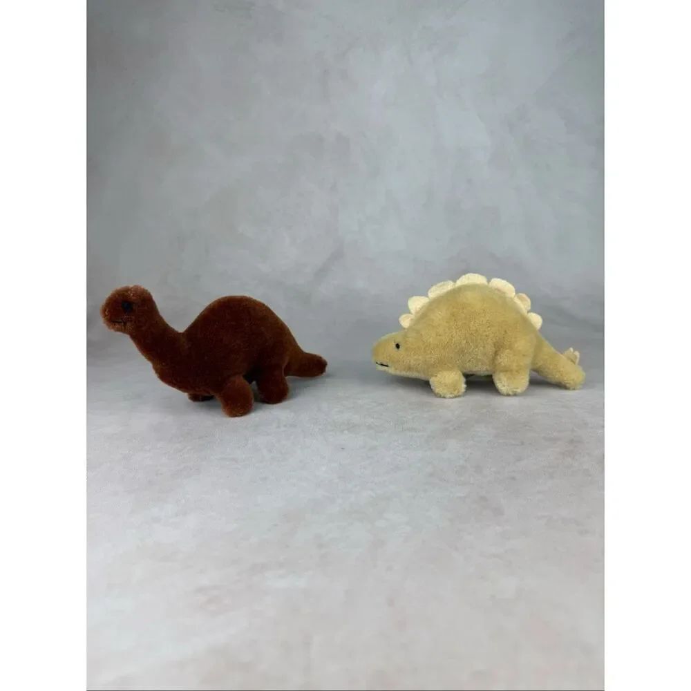 Vintage Wool Dinosaur Stuffed Animals Pair of 2 90s R. Dakin & Co.